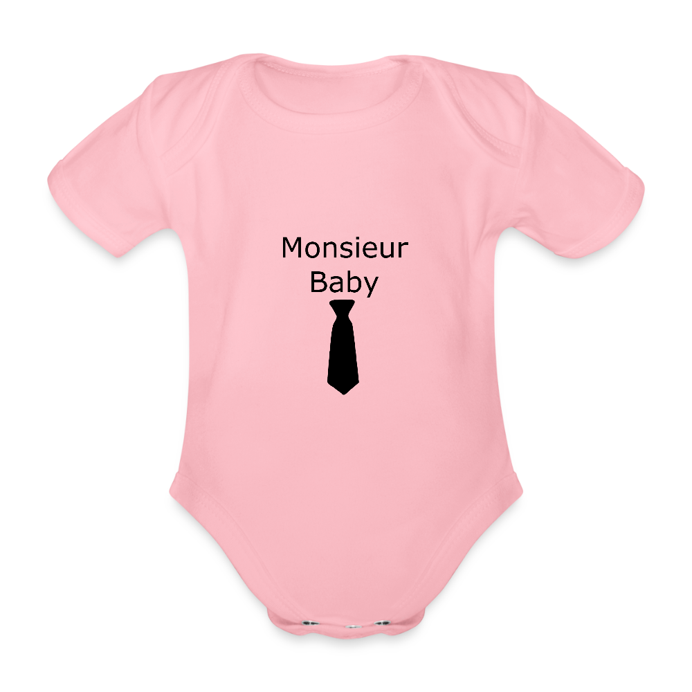 Monsieur Baby Krawatte Baby Bio-Kurzarm-Body 158540 - Hellrosa