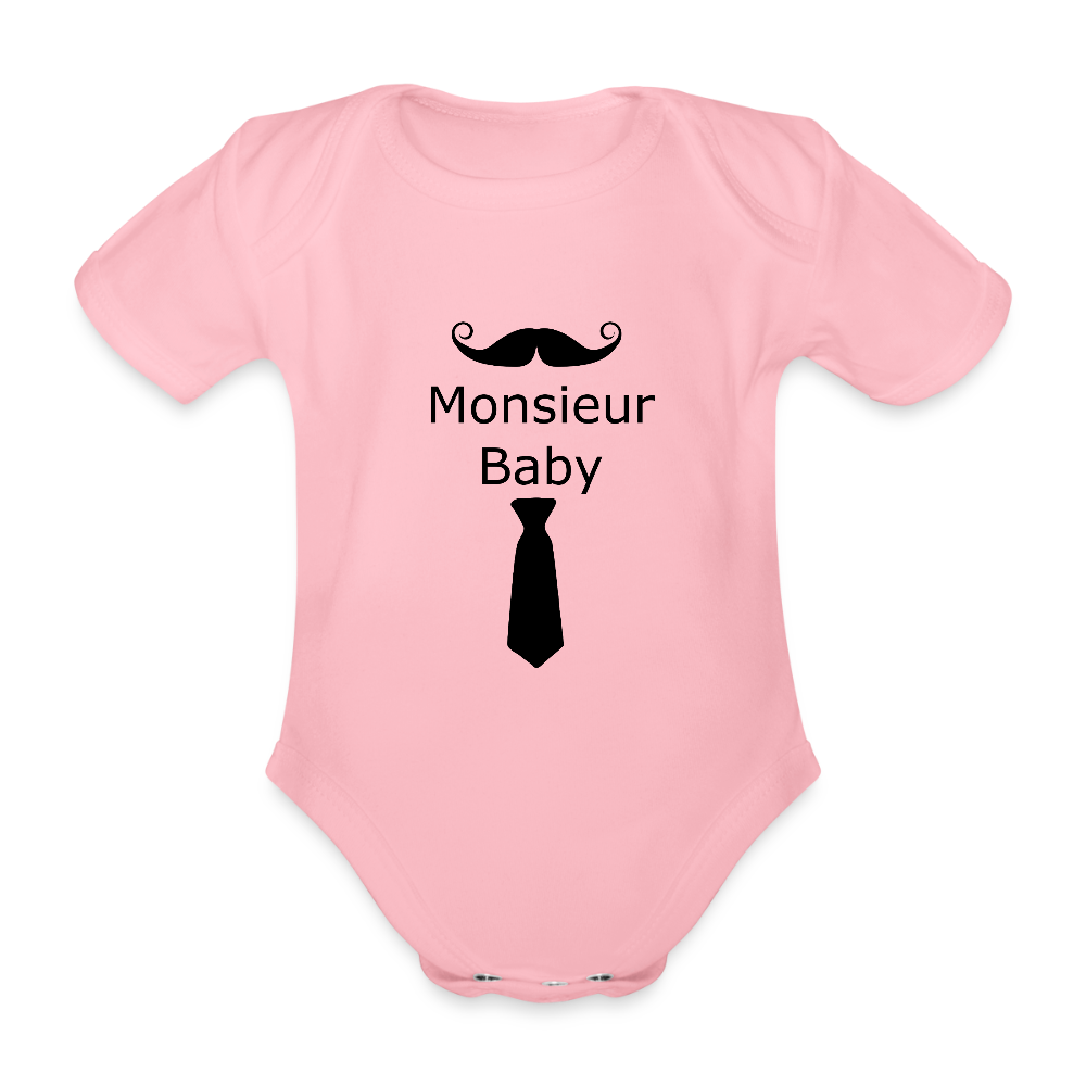 Monsieur Baby Krawatte Baby Bio-Kurzarm-Body 158539 - Hellrosa