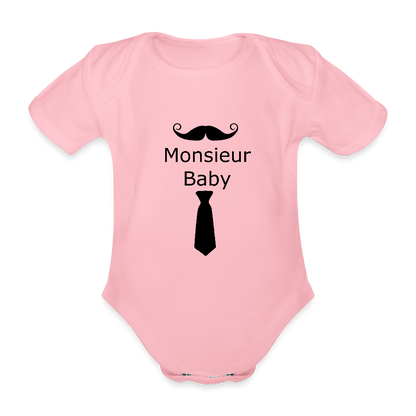 Monsieur Baby Krawatte Baby Bio-Kurzarm-Body 158539 - Hellrosa