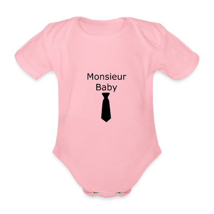 Monsieur Baby Krawatte Baby Bio-Kurzarm-Body 158540 - Hellrosa
