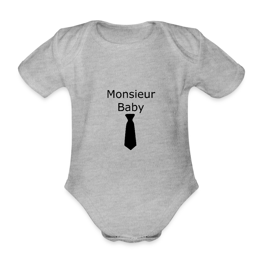 Monsieur Baby Krawatte Baby Bio-Kurzarm-Body 158540 - Grau meliert