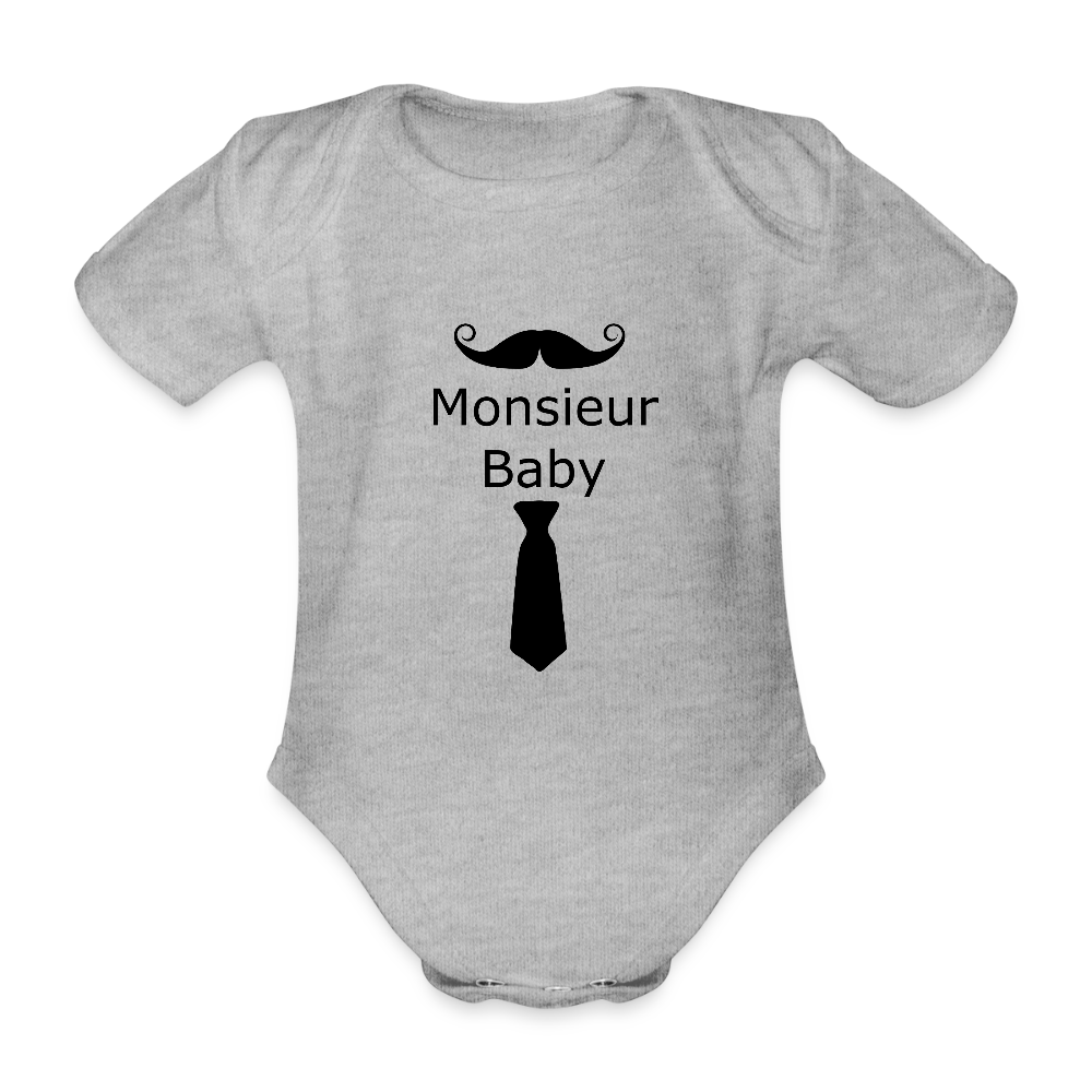 Monsieur Baby Krawatte Baby Bio-Kurzarm-Body 158539 - Grau meliert