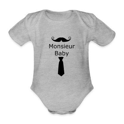 Monsieur Baby Krawatte Baby Bio-Kurzarm-Body 158539 - Grau meliert