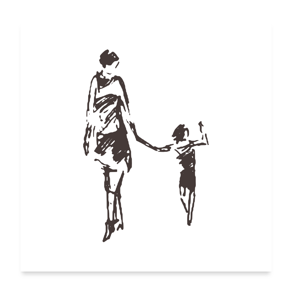 Mutter mit Kind spazieren Poster 60x60 cm 89602 - Weiß