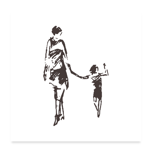 Mutter mit Kind spazieren Poster 60x60 cm 89602 - Weiß