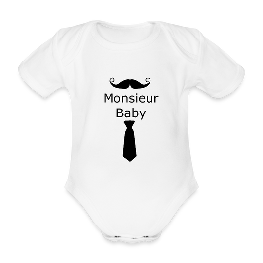 Monsieur Baby Krawatte Baby Bio-Kurzarm-Body 158539 - Weiß