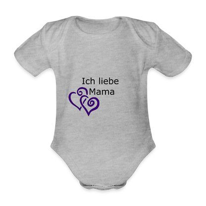 Ich Liebe Mama Herz Baby Bio-Kurzarm-Body 158537 - Grau meliert
